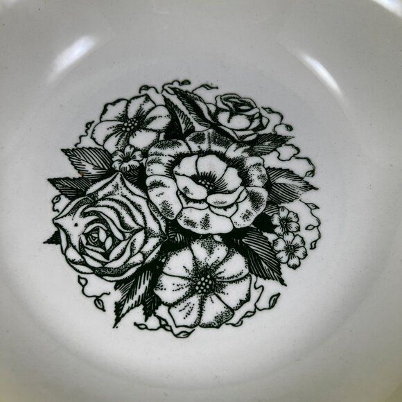 Yellow & White Ceramic Bowl With Floral Green Design - Picture 2 of 3